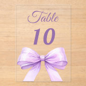 Invitations En Acrylique Lavender bow acrylic table number sign (Recto)