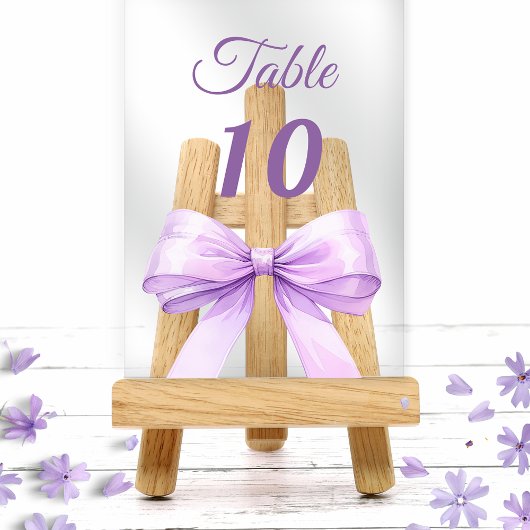 Invitations En Acrylique Lavender bow acrylic table number sign