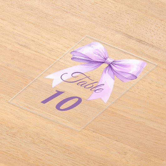 Invitations En Acrylique Lavender bow acrylic table number sign (Poser)
