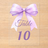 Invitations En Acrylique Lavender bow acrylic table number sign (Recto)