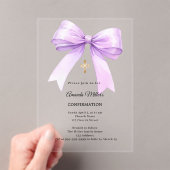Invitations En Acrylique Lavender bow cream girl clear Confirmation (In situ (ordinateur de poche))