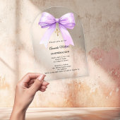 Invitations En Acrylique Lavender bow cream girl Confirmation arch