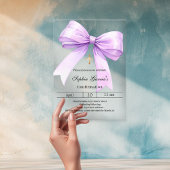 Invitations En Acrylique Lavender bow girl clear Confirmation