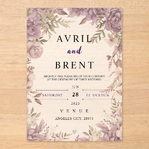 Invitations En Acrylique Lavender Dreams Floral Mariage Acrylique Invitatio