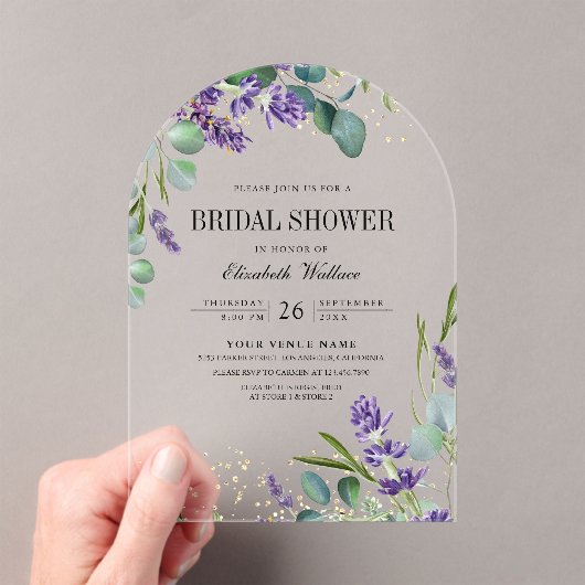 Invitations En Acrylique Lavender Eucalyptus Bridal Shower (In situ (ordinateur de poche))