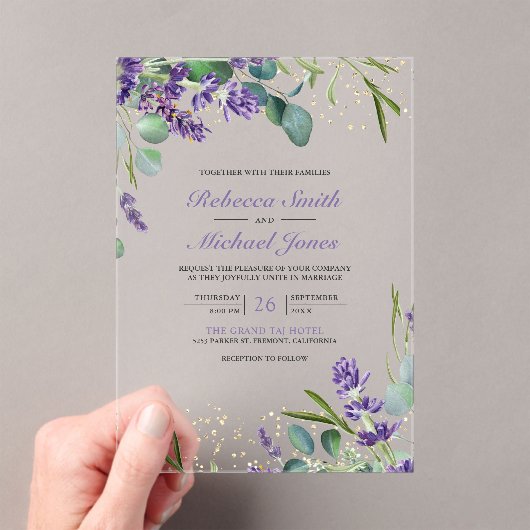 Invitations En Acrylique Lavender Eucalyptus Wedding (In situ (ordinateur de poche))