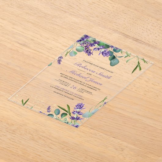 Invitations En Acrylique Lavender Eucalyptus Wedding (Poser)