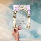 Invitations En Acrylique Lavender florals arch girl Confirmation clear