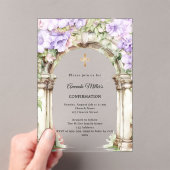 Invitations En Acrylique Lavender florals arch girl Confirmation clear (In situ (ordinateur de poche))