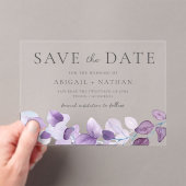 Invitations En Acrylique Lavender Purple Feuilles Mariage Enregistrer La Da (In situ (ordinateur de poche))