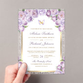 Invitations En Acrylique Lavender Purple Floral Gold Arch Butterfly Wedding (In situ (ordinateur de poche))
