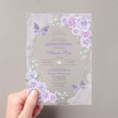 Invitations En Acrylique Lavender Silver Quinceanera Mis Quince 15 Anos (In situ (ordinateur de poche))