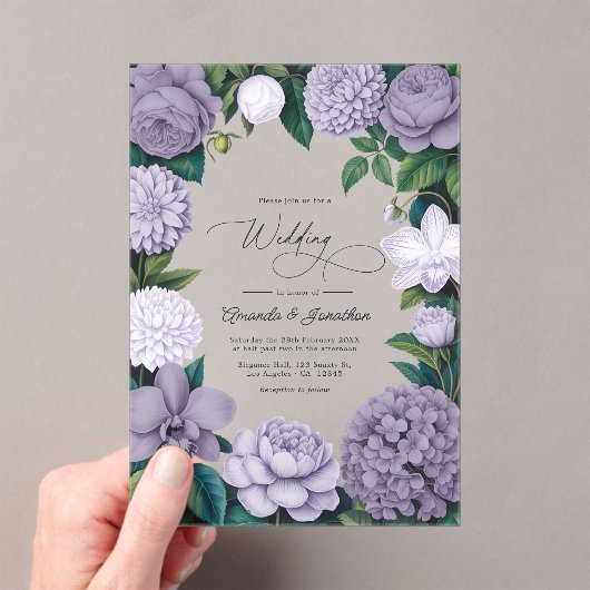 Invitations En Acrylique Lavender Smoke, Lilac Ash & Moonstone Wedding (In situ (ordinateur de poche))