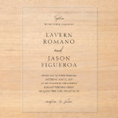 Invitations En Acrylique Lavern Elegant Mariage moderne (Recto)