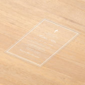 Invitations En Acrylique Le Baptême Pour Lui | Croix classique élégante (Poser)