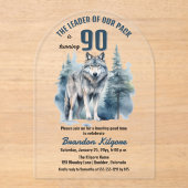 Invitations En Acrylique Le chef de notre pack Wolf 90e fête d'anniversaire (Recto)