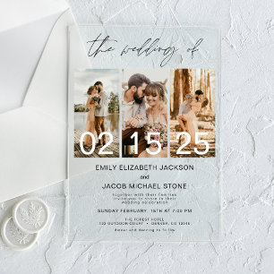 Invitations En Acrylique Le Mariage de Photo Simple Minimaliste Blanc