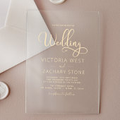Invitations En Acrylique Le Mariage de Script de Mariage en Or