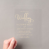 Invitations En Acrylique Le Mariage de Script de Mariage en Or (In situ (ordinateur de poche))