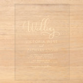 Invitations En Acrylique Le Mariage de Script de Mariage en Or (Recto)