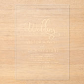 Invitations En Acrylique Le Mariage du script Mariage d'or (Recto)