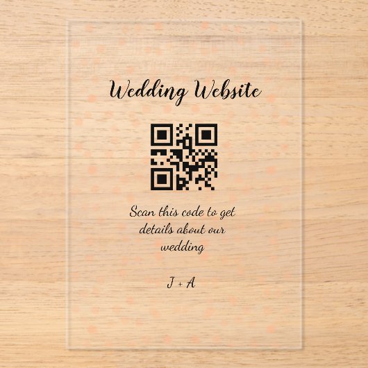 Invitations En Acrylique Le site web mariage scanner code QR pour les détai (Recto)