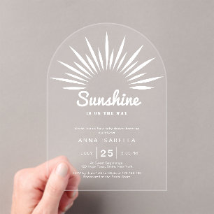 Invitations En Acrylique Le Soleil Est Sur Le Chemin Baby shower Minimalist