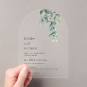 Invitations En Acrylique Leaves Watercolor Flowers Clear Arch (In situ (ordinateur de poche))