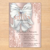 Invitations En Acrylique Lecteurs de Parties scintillant moderne Bow Rose G (Recto)
