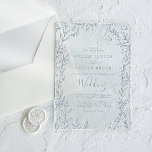 Invitations En Acrylique Légère feuille bleu vert Mariage Boho élégant