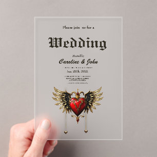 Invitations En Acrylique L'élégance et la mystique du coeur gothique.