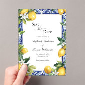 Invitations En Acrylique Lemon Blue Mediterranean Wedding The Save Date (In situ (ordinateur de poche))