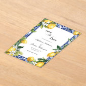 Invitations En Acrylique Lemon Blue Mediterranean Wedding The Save Date (Poser)