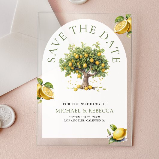 Invitations En Acrylique Lemon Tree Arch Wedding Save the Date