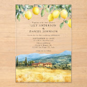 Invitations En Acrylique Lemons Tuscan Scene Italy Wedding (Recto)