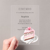 Invitations En Acrylique Leopard Animal Pink Heart Cake Birthday (In situ (ordinateur de poche))