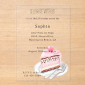 Invitations En Acrylique Leopard Animal Pink Heart Cake Birthday (Recto)