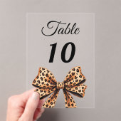 Invitations En Acrylique Leopard bow acrylic table number sign (In situ (ordinateur de poche))