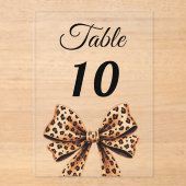 Invitations En Acrylique Leopard bow acrylic table number sign (Recto)
