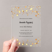 Invitations En Acrylique Les étoiles d'or de l'anniversaire clair (In situ (ordinateur de poche))