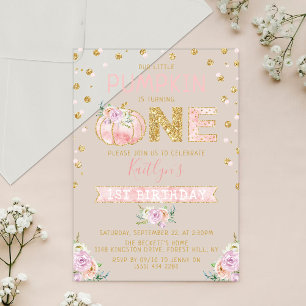 Invitations En Acrylique Les Petites Filles Citrouille 1er Anniversaire