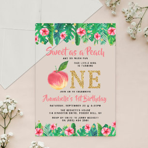 Invitations En Acrylique Les Sweet Peach Girls 1er Anniversaire