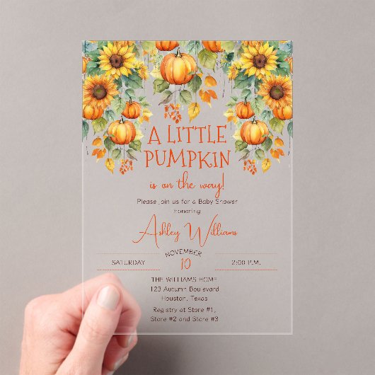 Invitations En Acrylique Les Tournesols Tombent Un Petit Baby shower Citrou (In situ (ordinateur de poche))