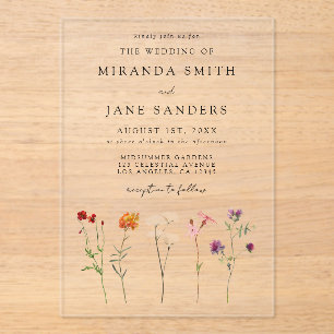 Invitations En Acrylique Lesbian Pride Floral Mariage
