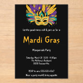 Invitations En Acrylique "Let the Good Times Roll : Mardi Gras Celebration" (Recto)