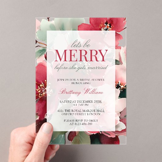 Invitations En Acrylique Let's Be Merry Christmas Bridal Shower (In situ (ordinateur de poche))