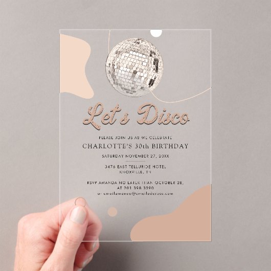 Invitations En Acrylique Lets Disco Retro Super 30e fête d'anniversaire (In situ (ordinateur de poche))