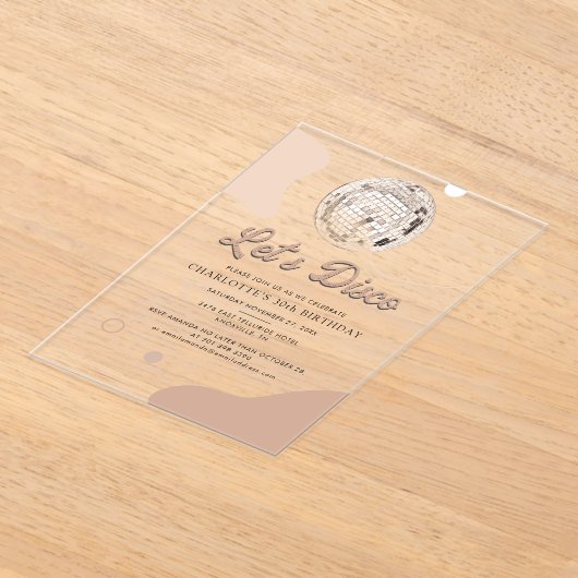Invitations En Acrylique Lets Disco Retro Super 30e fête d'anniversaire (Poser)