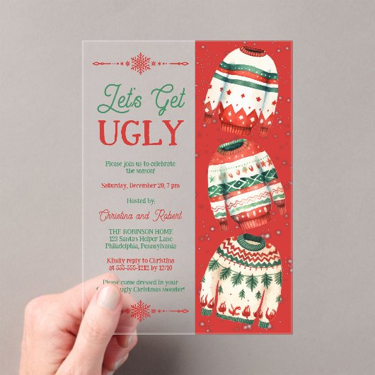 Invitations En Acrylique Let's Get Ugly Christmas Sweater Party (In situ (ordinateur de poche))