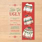 Invitations En Acrylique Let's Get Ugly Christmas Sweater Party (Recto)